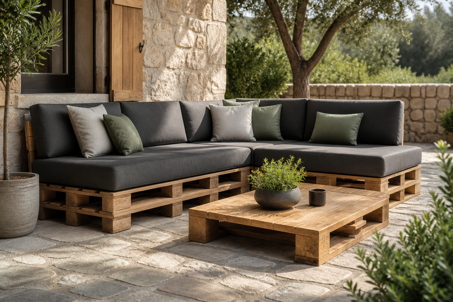 Mueble exterior hecho con palets