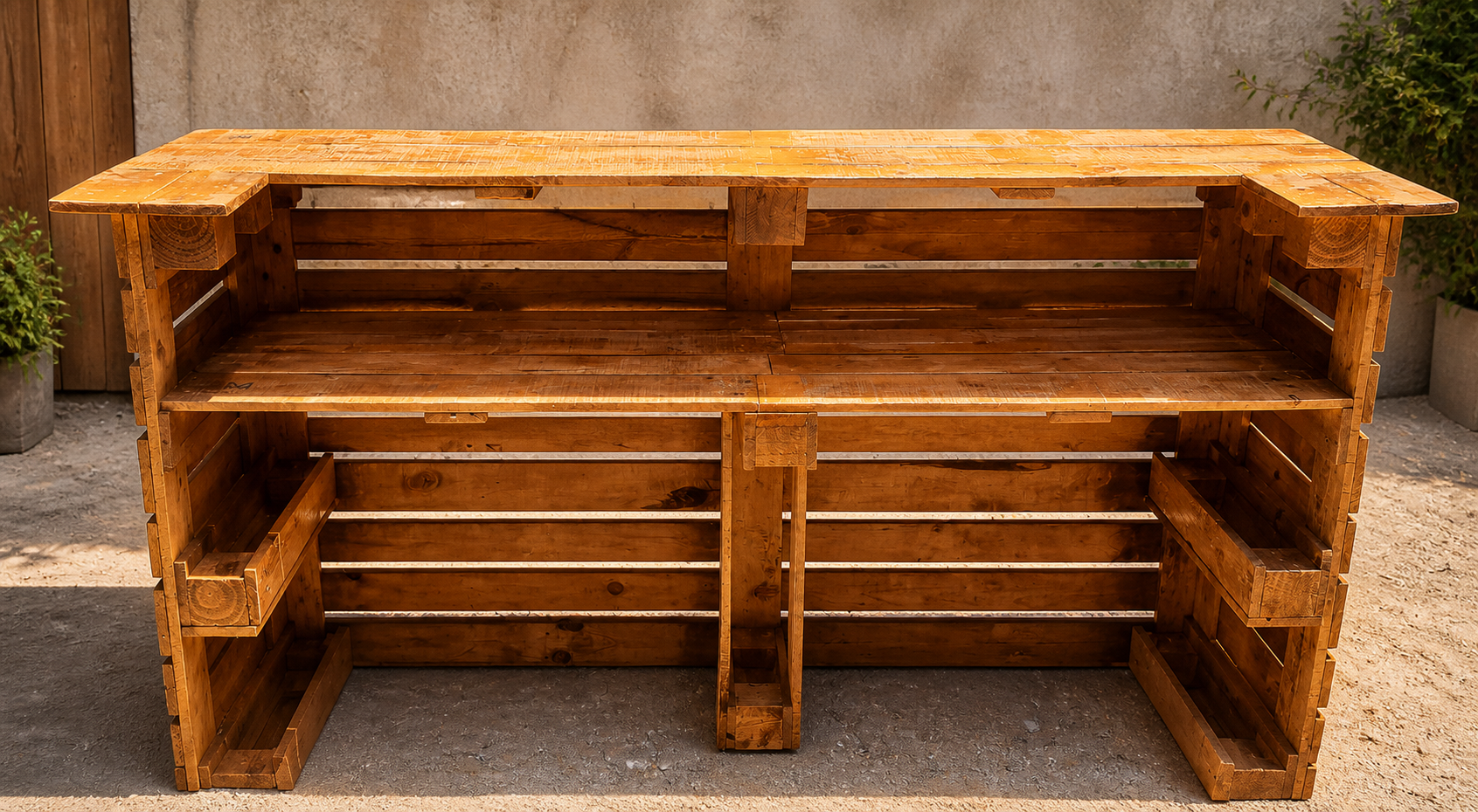 Barra de madera hecha con pallets