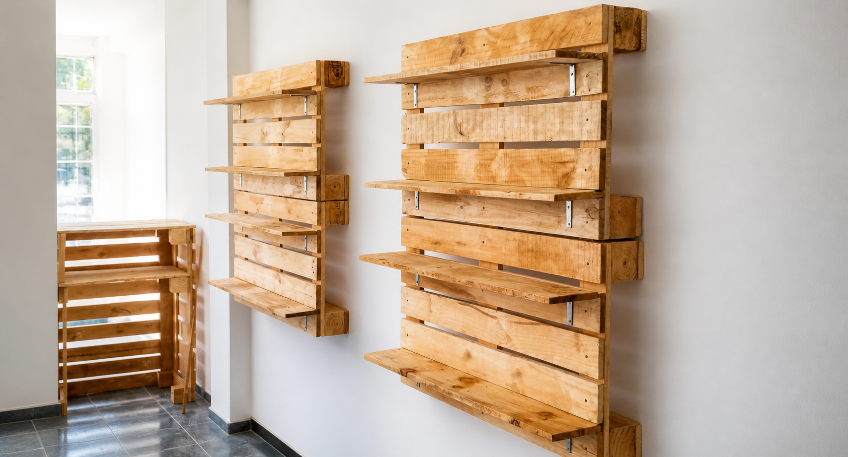 Estantería de madera hecha con pallets