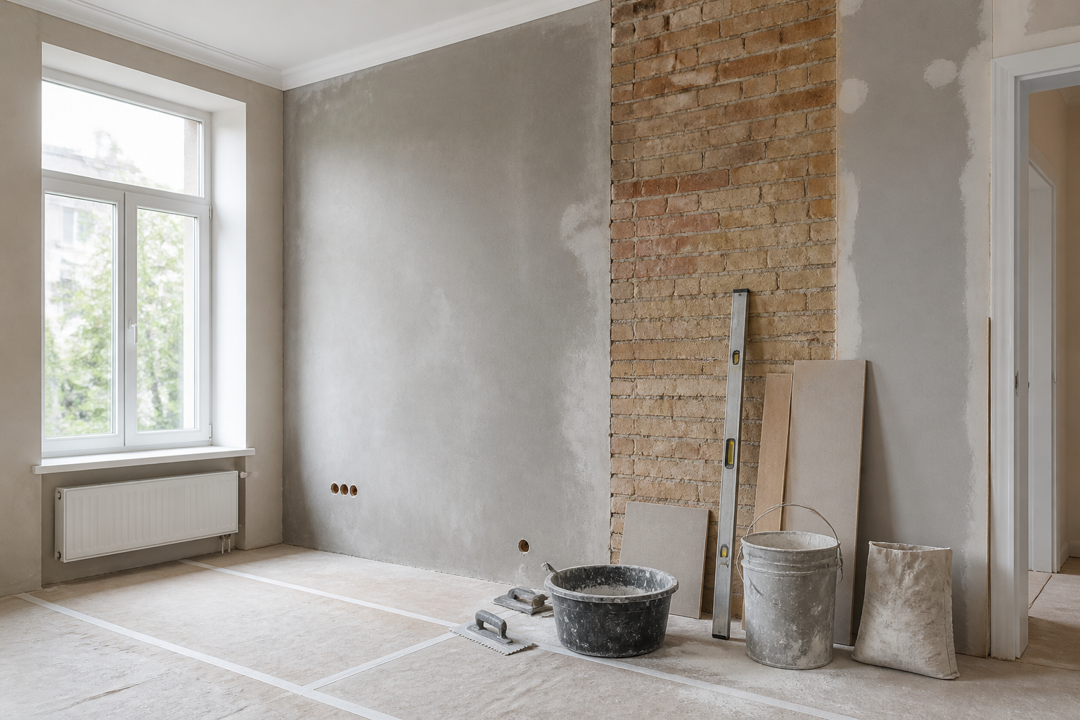 Trabajo de obra en interior sin personas