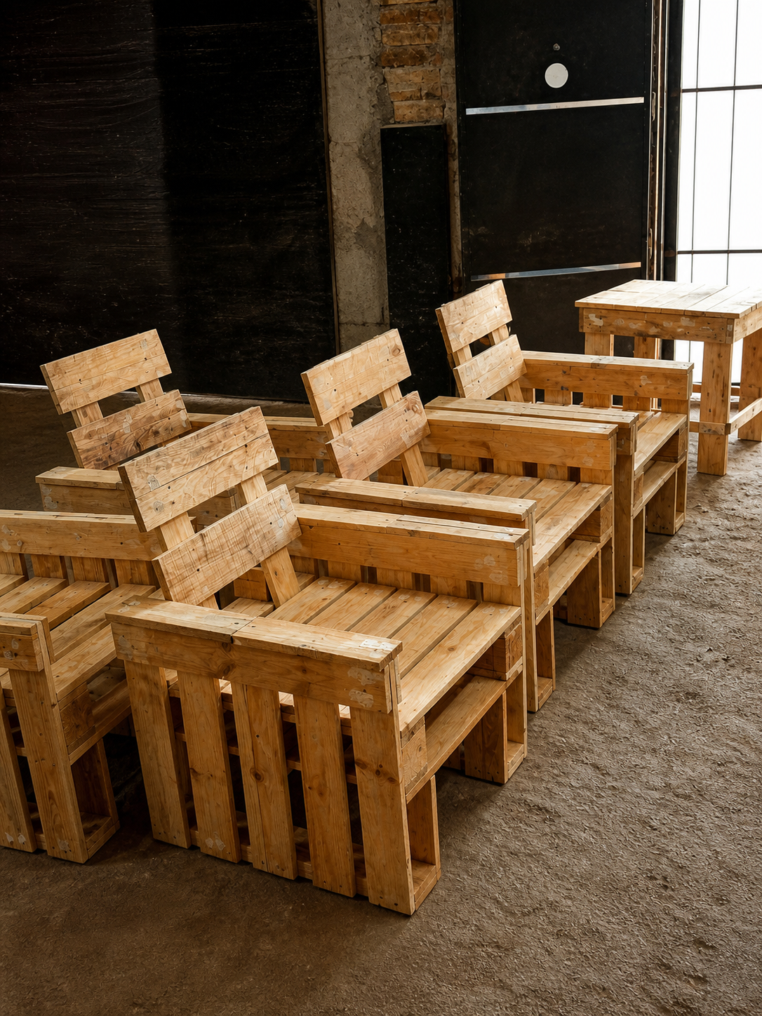 Sillas y mesa realizadas con pallets